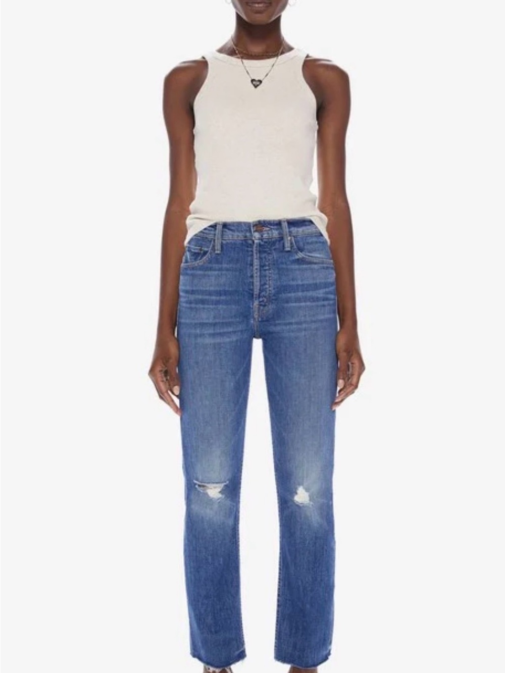 MOTHER jeans Tomcat ankle fray in Globe Trotter